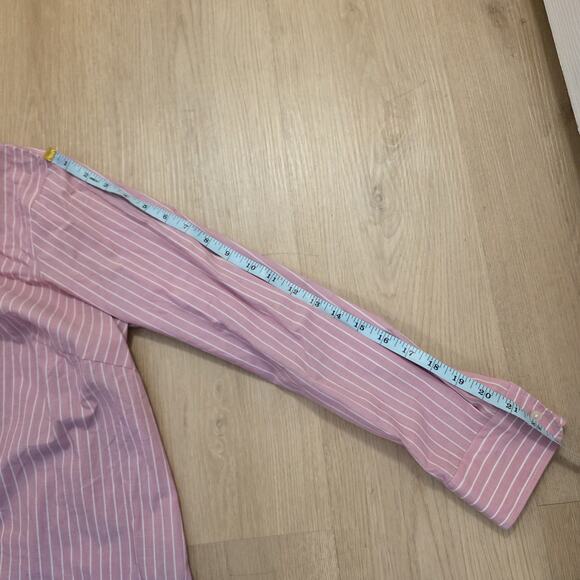 LRL Pink White Stripes Preppy Long Sleeve Button Up Non-Iron Shirt Size 1X - Picture 6 of 7